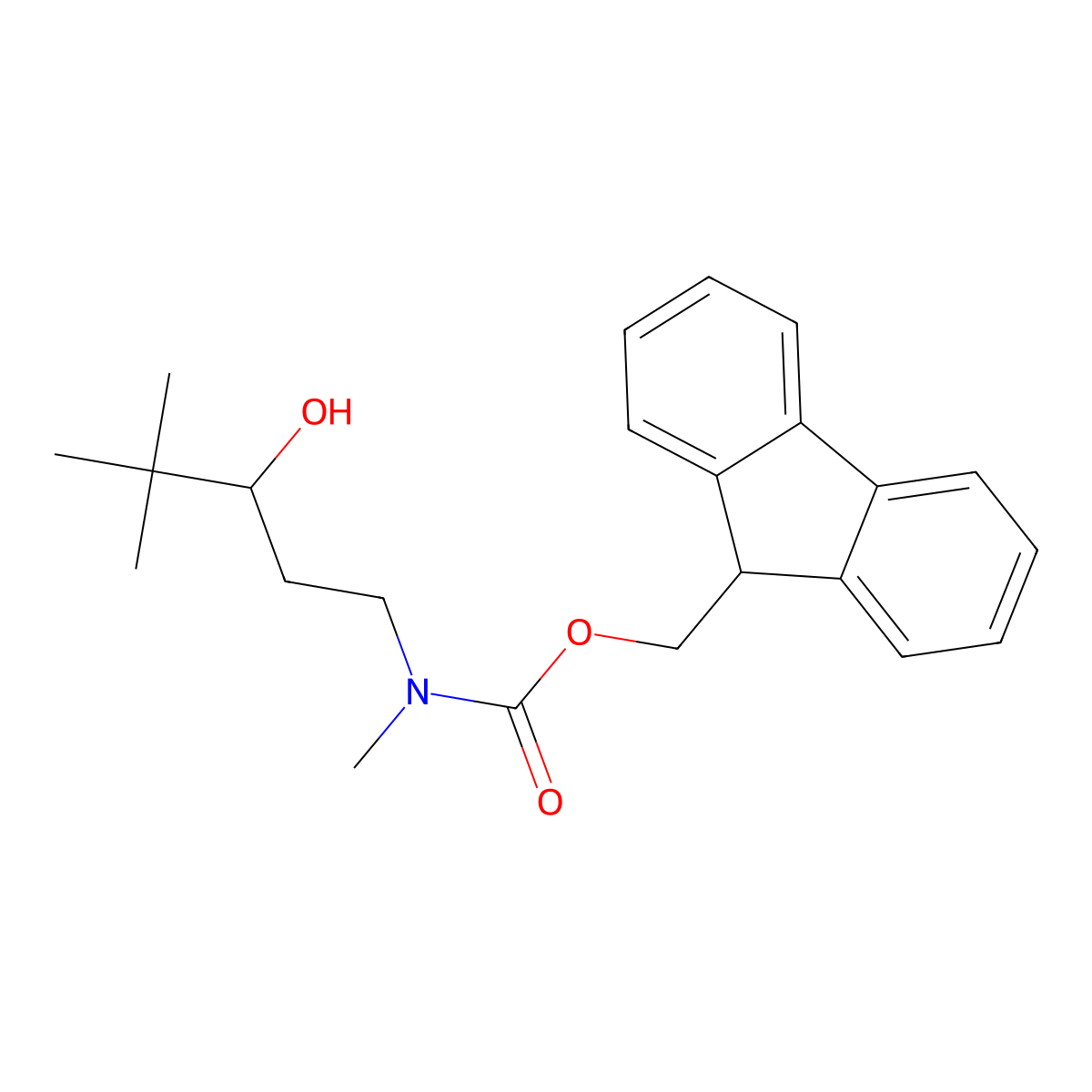 (9H-fluoren-9-yl)methyl N-(3-hydroxy-4,4-dimethylpentyl)-N-methylcarbamate molecular structure, CAS 2763939-48-4