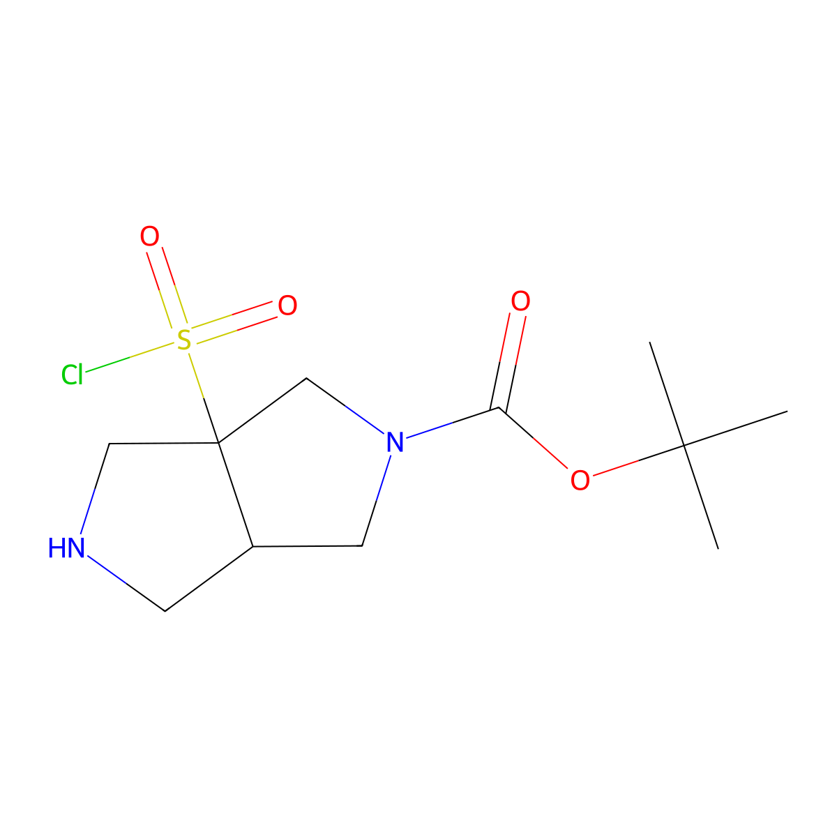Tert-butyl 3a-(chlorosulfonyl)-octahydropyrrolo[3,4-c]pyrrole-2-carboxylate molecular structure, CAS 2763939-51-9