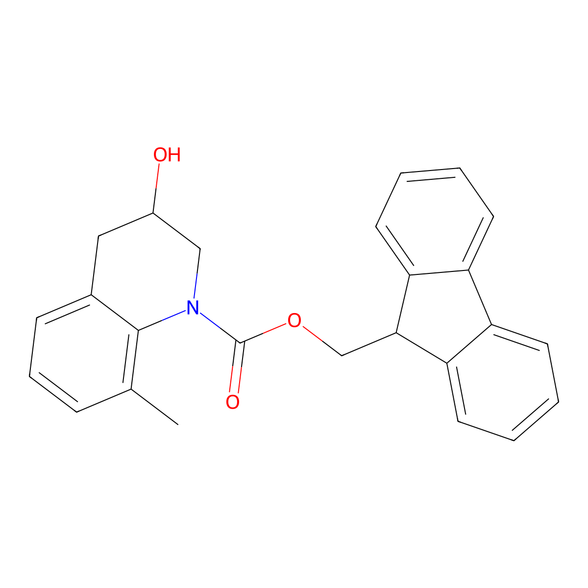 (9H-fluoren-9-yl)methyl 3-hydroxy-8-methyl-1,2,3,4-tetrahydroquinoline-1-carboxylate molecular structure, CAS 2763939-58-6