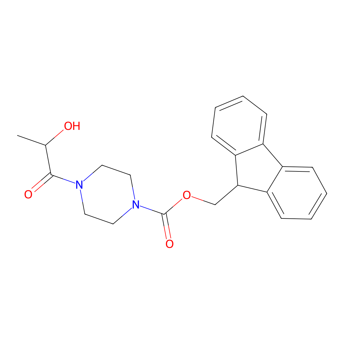 (9H-fluoren-9-yl)methyl 4-(2-hydroxypropanoyl)piperazine-1-carboxylate molecular structure, CAS 2763939-66-6
