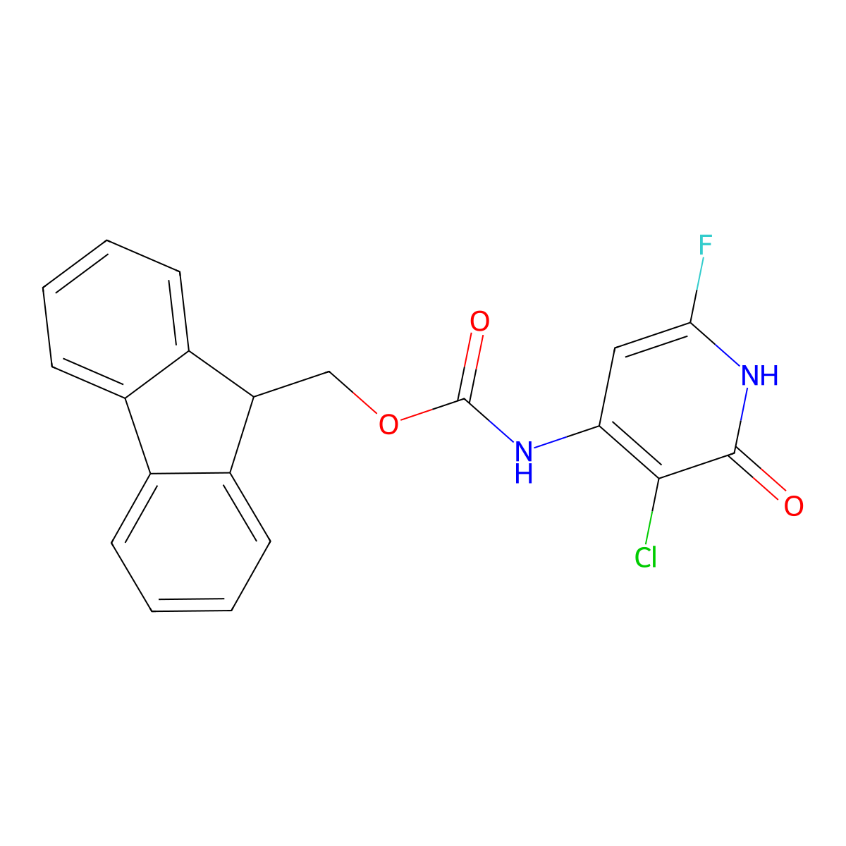 (9H-fluoren-9-yl)methyl N-(3-chloro-6-fluoro-2-hydroxypyridin-4-yl)carbamate molecular structure, CAS 2763939-69-9