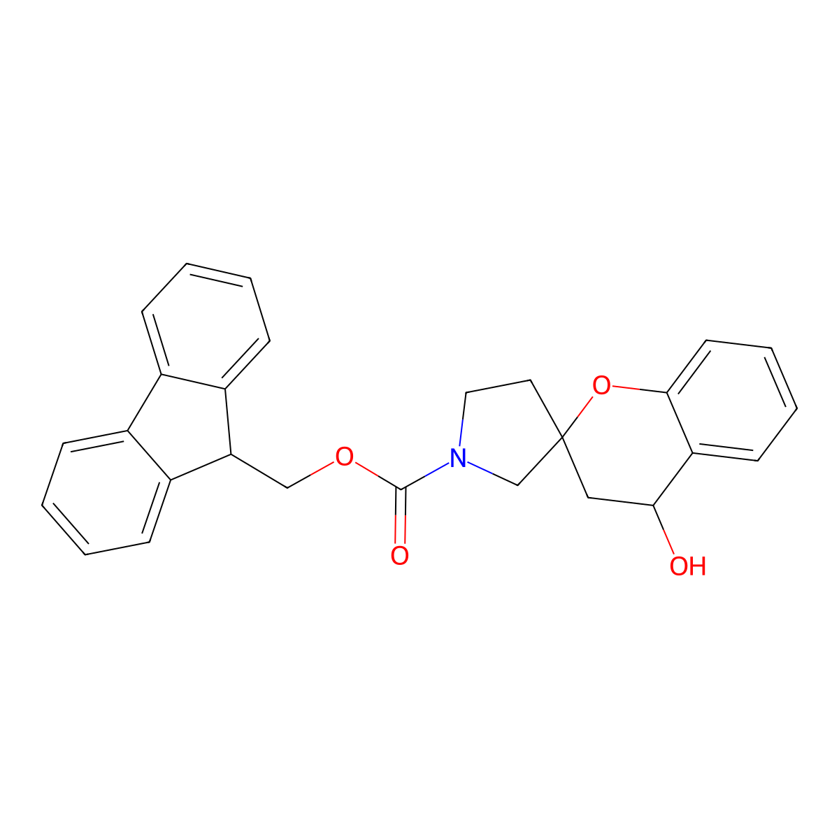 (9H-fluoren-9-yl)methyl 4-hydroxy-3,4-dihydrospiro[1-benzopyran-2,3'-pyrrolidine]-1'-carboxylate molecular structure, CAS 2763939-71-3