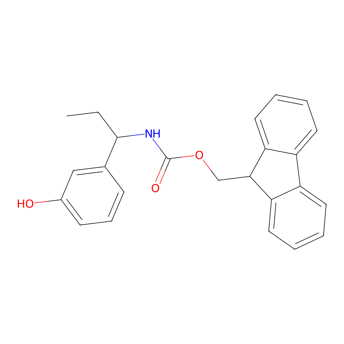 (9H-fluoren-9-yl)methyl N-[1-(3-hydroxyphenyl)propyl]carbamate molecular structure, CAS 2763939-72-4