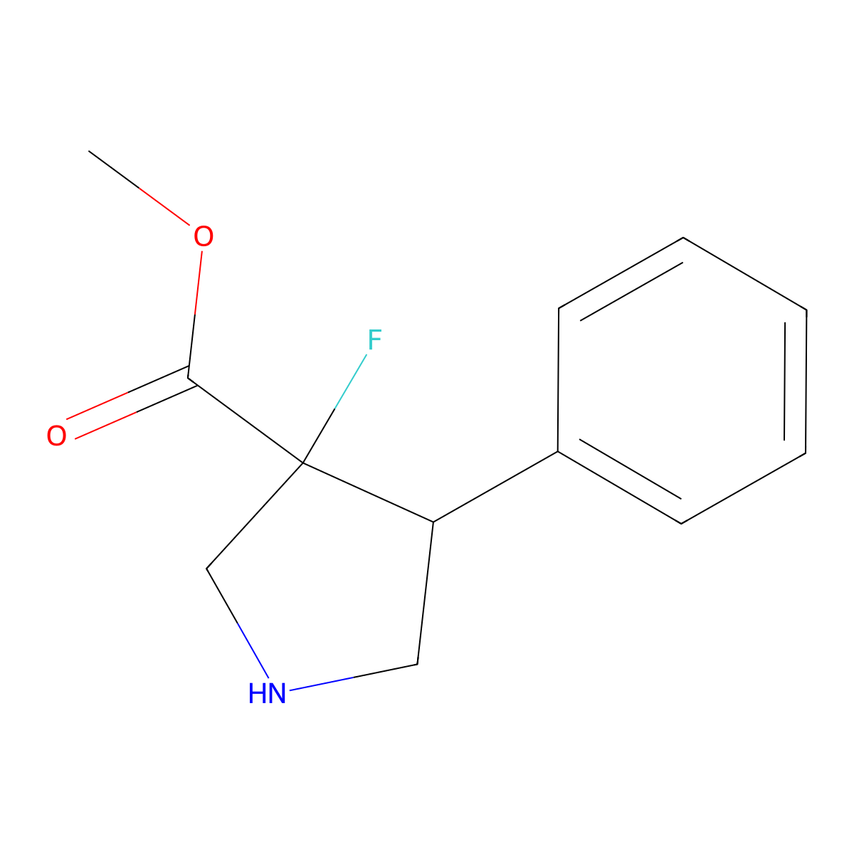 rac-methyl (3R,4S)-3-fluoro-4-phenylpyrrolidine-3-carboxylate molecular structure, CAS 2763939-73-5