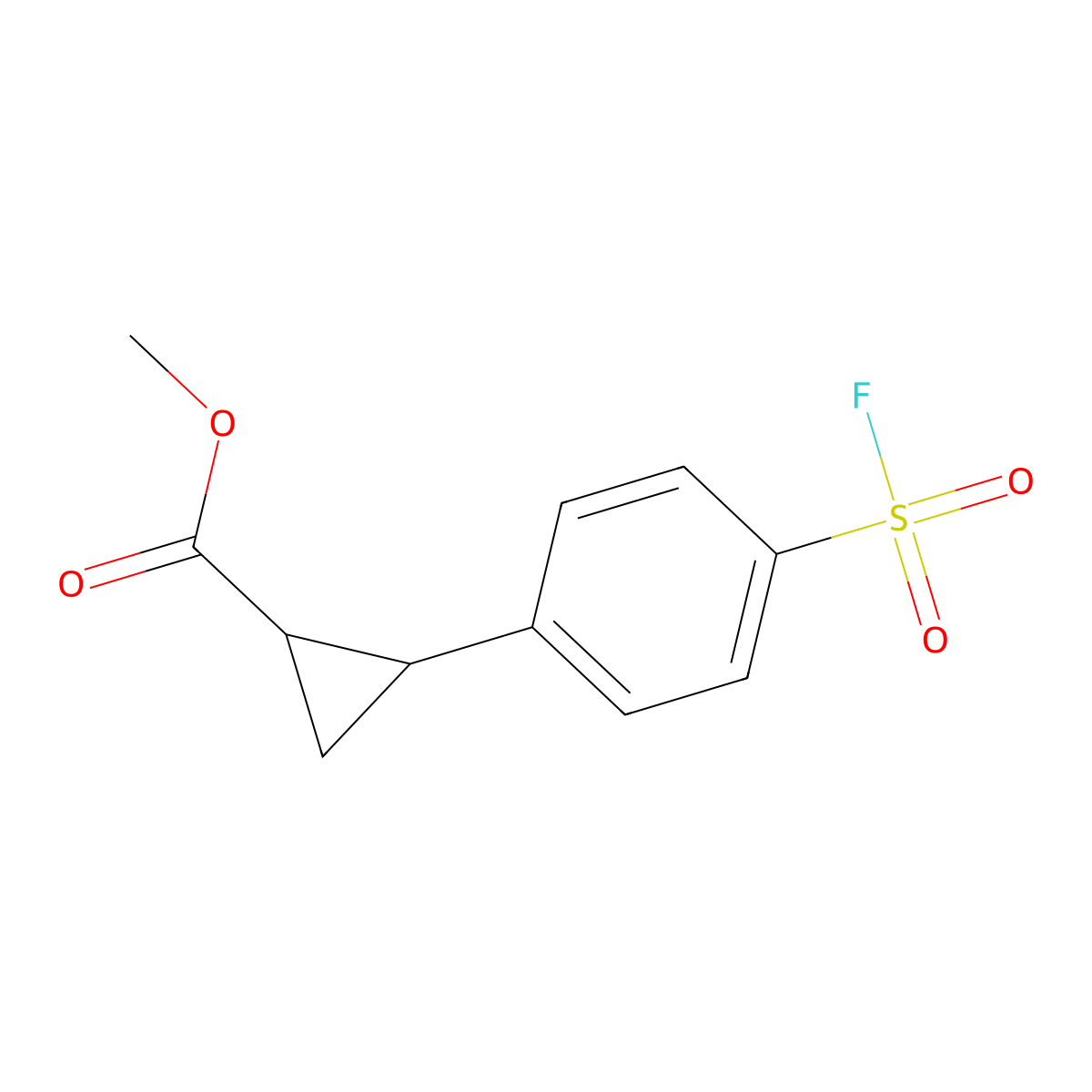 rac-methyl (1R,2R)-2-[4-(fluorosulfonyl)phenyl]cyclopropane-1-carboxylate molecular structure, CAS 2763939-77-9