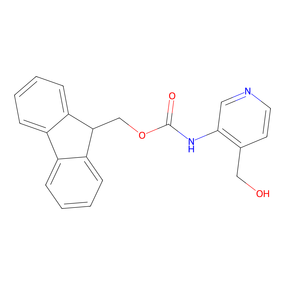 (9H-fluoren-9-yl)methyl N-[4-(hydroxymethyl)pyridin-3-yl]carbamate molecular structure, CAS 2763939-82-6