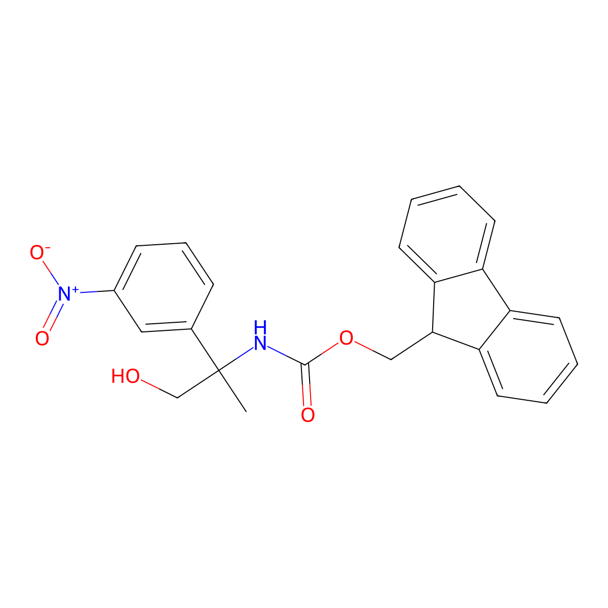(9H-fluoren-9-yl)methyl N-[1-hydroxy-2-(3-nitrophenyl)propan-2-yl]carbamate molecular structure, CAS 2763939-84-8