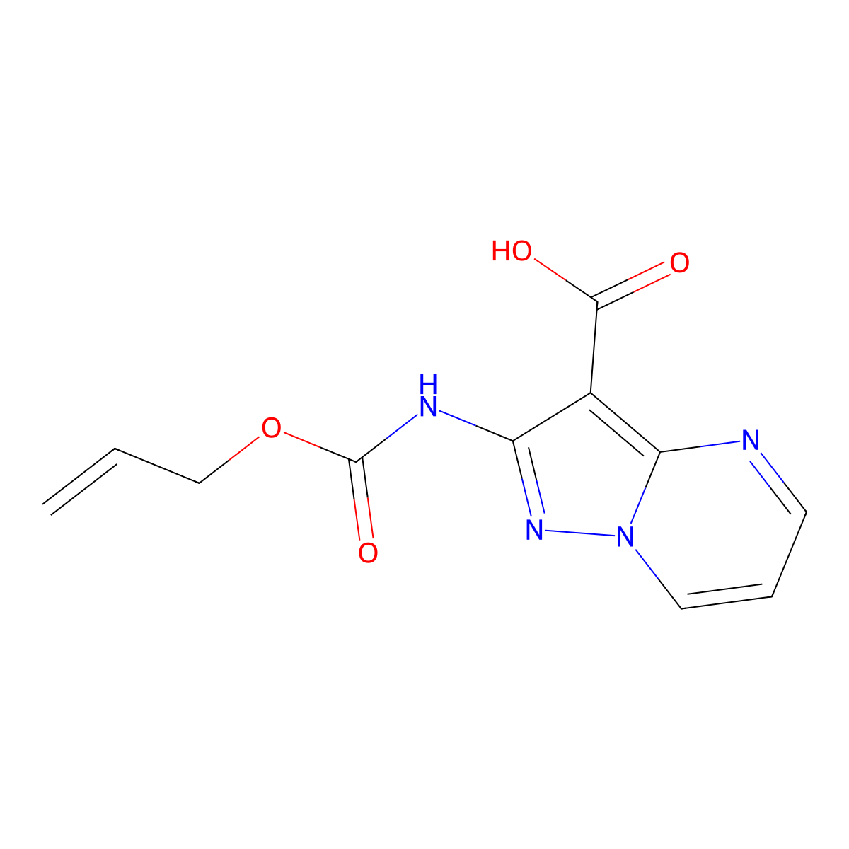 2-{[(Prop-2-en-1-yloxy)carbonyl]amino}pyrazolo[1,5-a]pyrimidine-3-carboxylic acid molecular structure, CAS 2763939-86-0