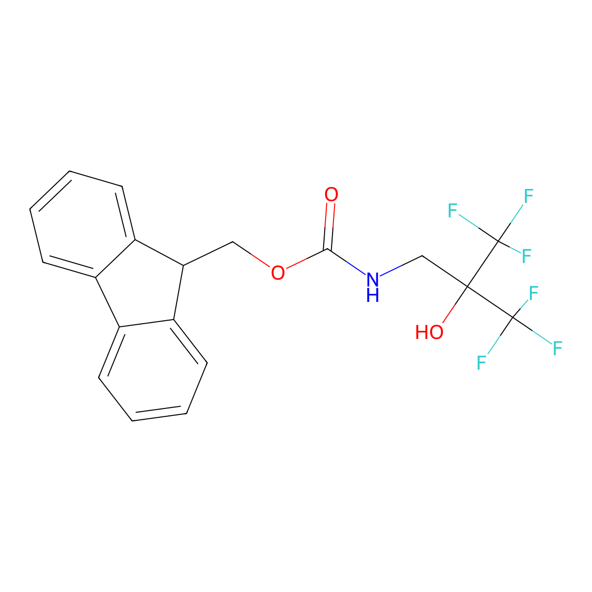 (9H-fluoren-9-yl)methyl N-[3,3,3-trifluoro-2-hydroxy-2-(trifluoromethyl)propyl]carbamate molecular structure, CAS 2763939-87-1