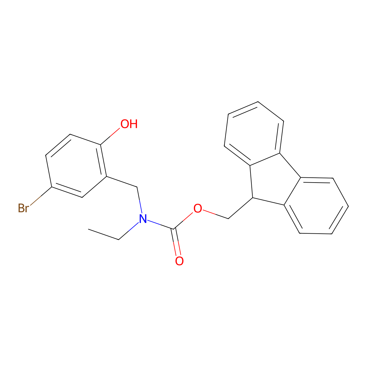 (9H-fluoren-9-yl)methyl N-[(5-bromo-2-hydroxyphenyl)methyl]-N-ethylcarbamate molecular structure, CAS 2763939-92-8
