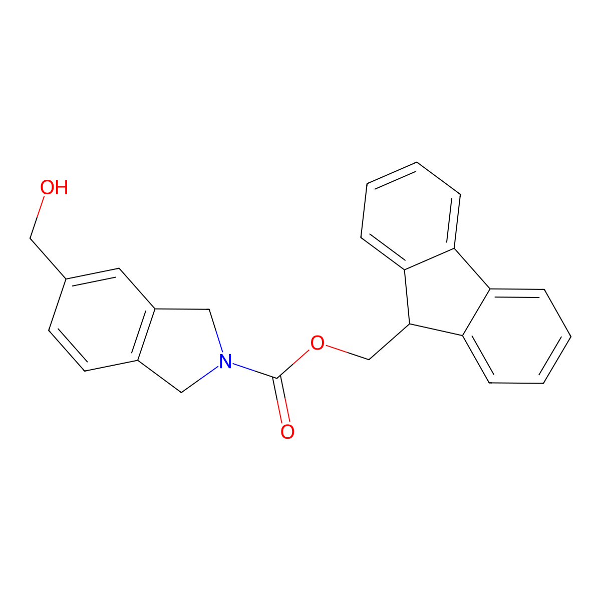 (9H-fluoren-9-yl)methyl 5-(hydroxymethyl)-2,3-dihydro-1H-isoindole-2-carboxylate molecular structure, CAS 2763939-99-5