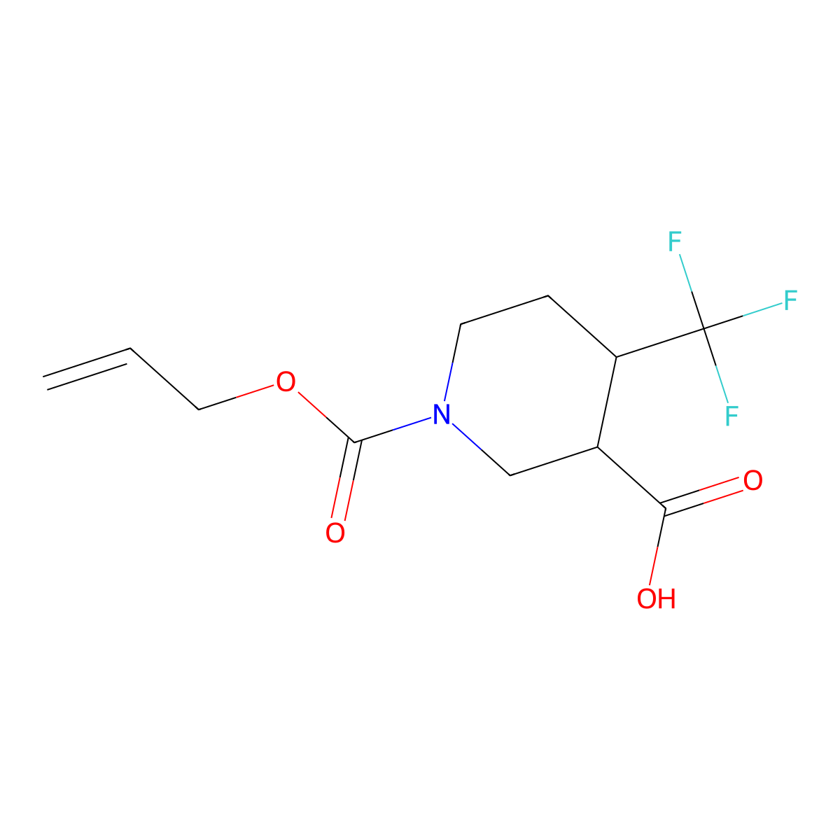 rac-(3R,4S)-1-[(prop-2-en-1-yloxy)carbonyl]-4-(trifluoromethyl)piperidine-3-carboxylic acid molecular structure, CAS 2763940-00-5