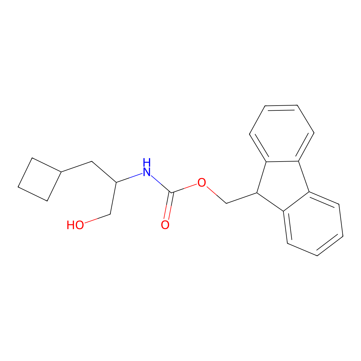 (9H-fluoren-9-yl)methyl N-(1-cyclobutyl-3-hydroxypropan-2-yl)carbamate molecular structure, CAS 2763940-04-9