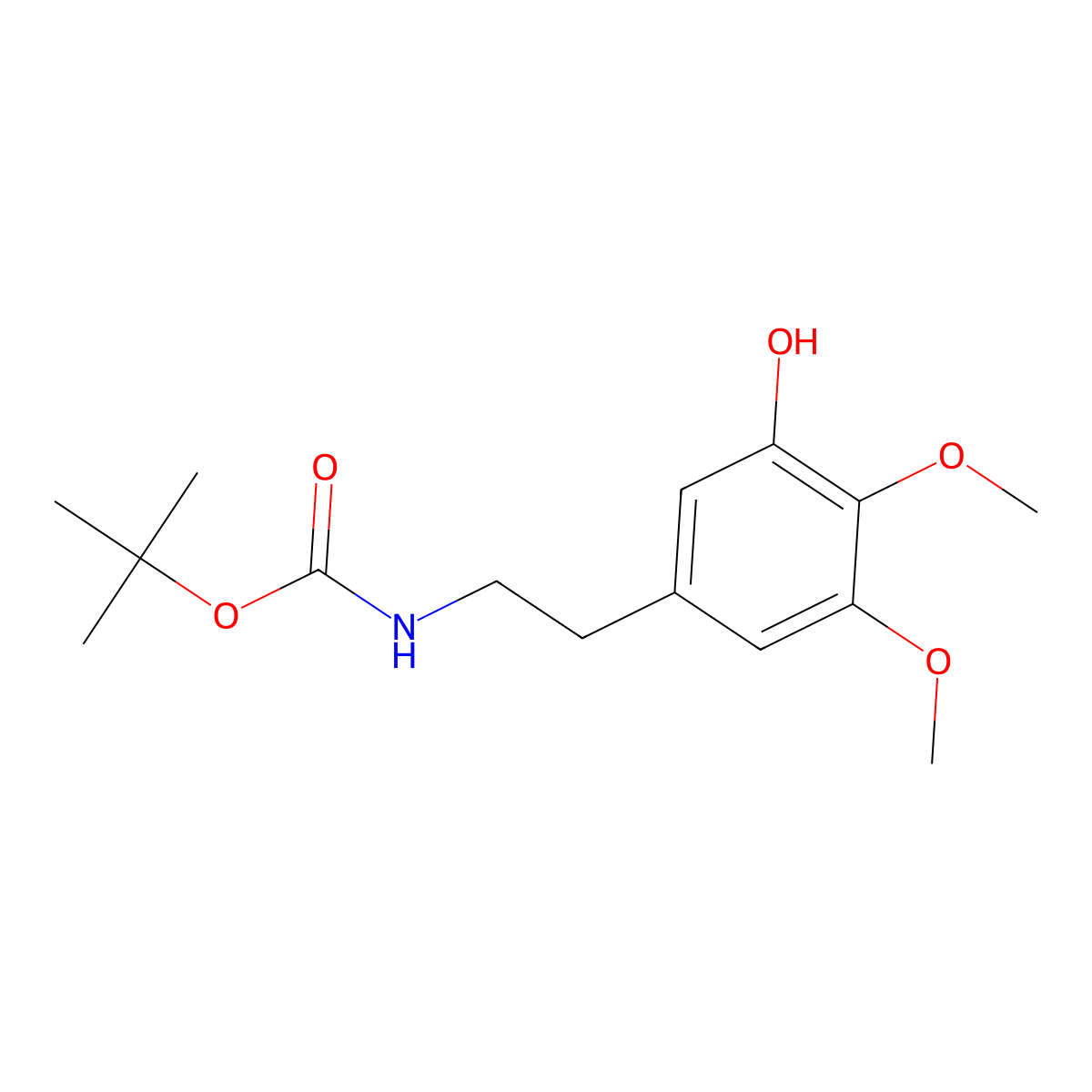 tert-butyl N-[2-(3-hydroxy-4,5-dimethoxyphenyl)ethyl]carbamate molecular structure, CAS 2763940-20-9