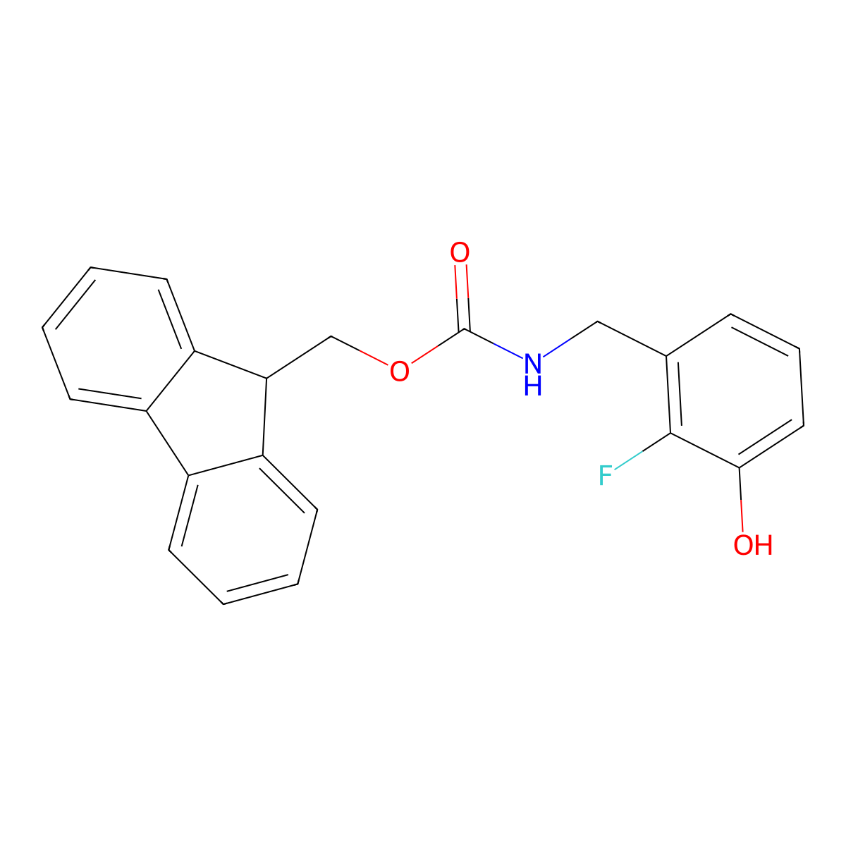 (9H-fluoren-9-yl)methyl N-[(2-fluoro-3-hydroxyphenyl)methyl]carbamate molecular structure, CAS 2763940-26-5