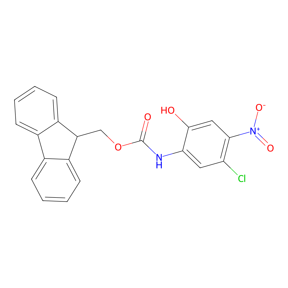 (9H-fluoren-9-yl)methyl N-(5-chloro-2-hydroxy-4-nitrophenyl)carbamate molecular structure, CAS 2763940-30-1