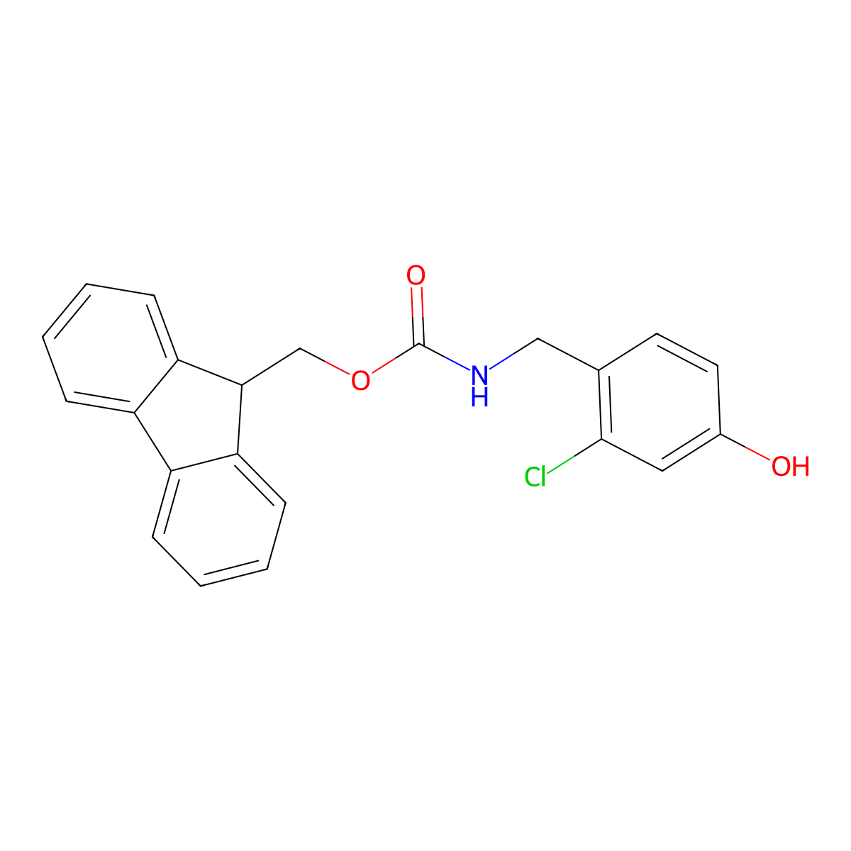 (9H-fluoren-9-yl)methyl N-[(2-chloro-4-hydroxyphenyl)methyl]carbamate molecular structure, CAS 2763940-35-6