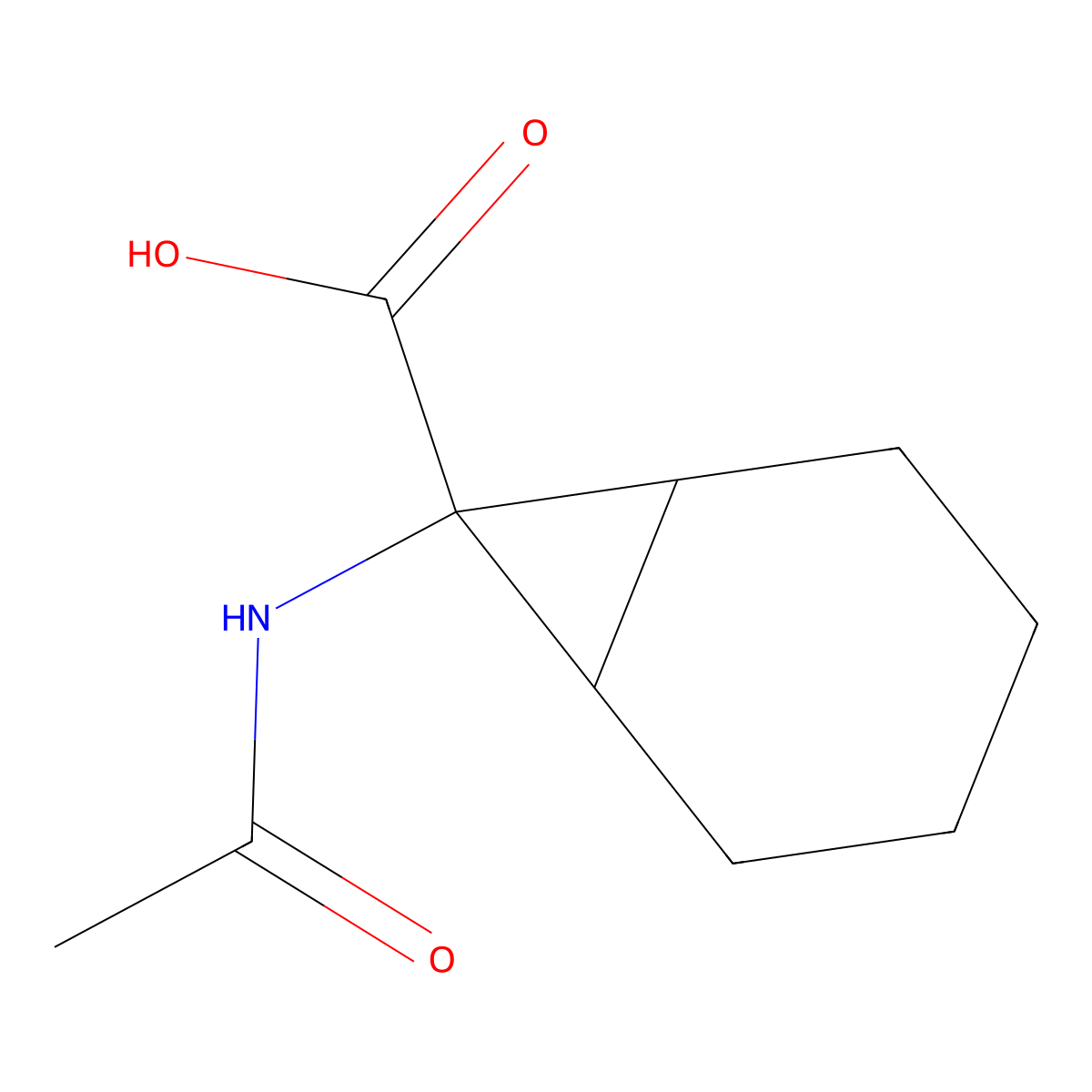 7-Acetamidobicyclo[4.1.0]heptane-7-carboxylic acid molecular structure, CAS 2763940-37-8