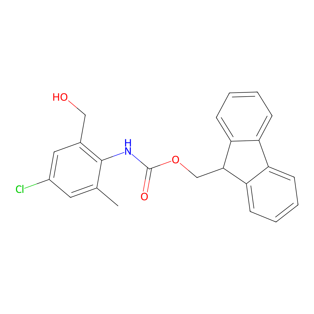 (9H-fluoren-9-yl)methyl N-[4-chloro-2-(hydroxymethyl)-6-methylphenyl]carbamate molecular structure, CAS 2763940-38-9