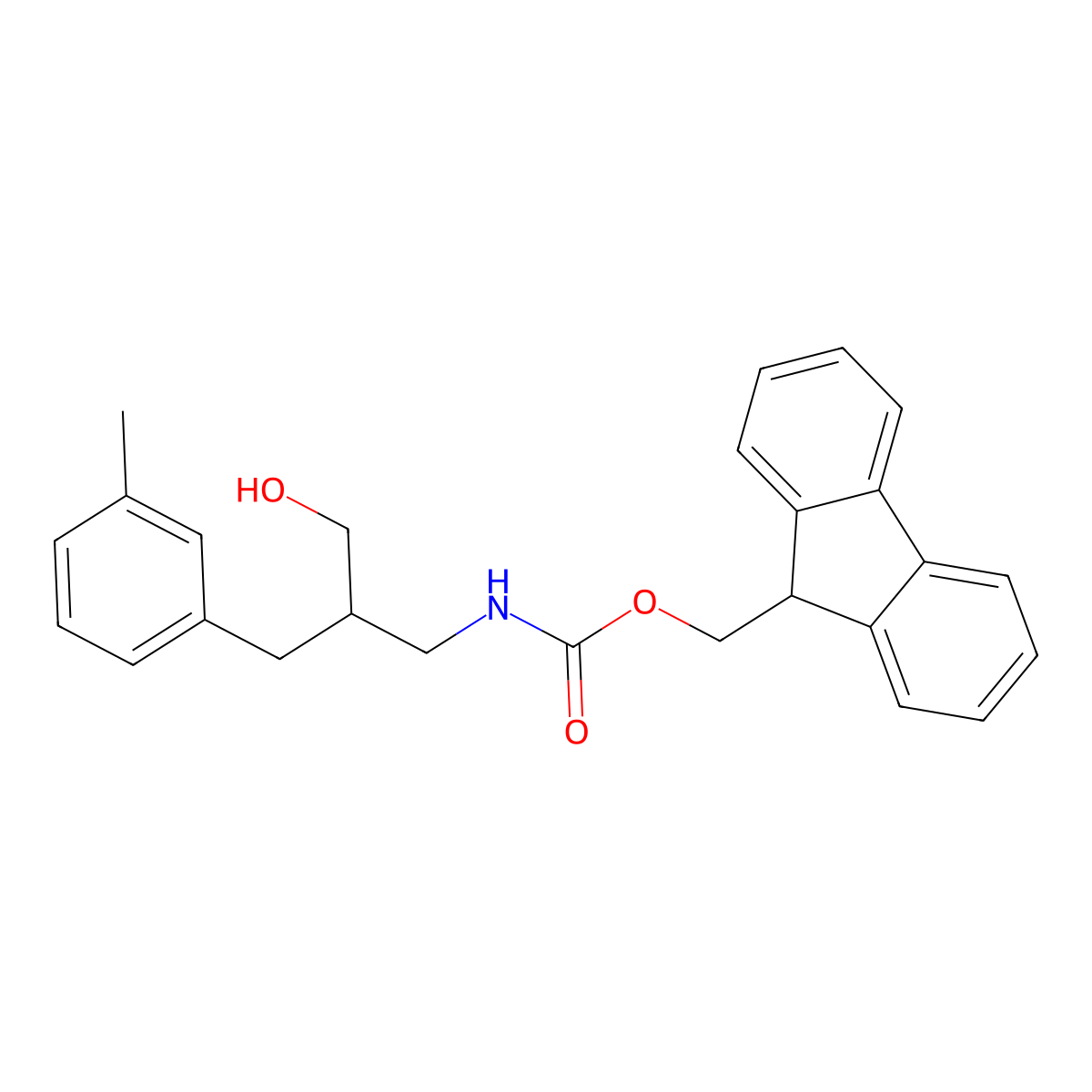 (9H-fluoren-9-yl)methyl N-{3-hydroxy-2-[(3-methylphenyl)methyl]propyl}carbamate molecular structure, CAS 2763940-40-3