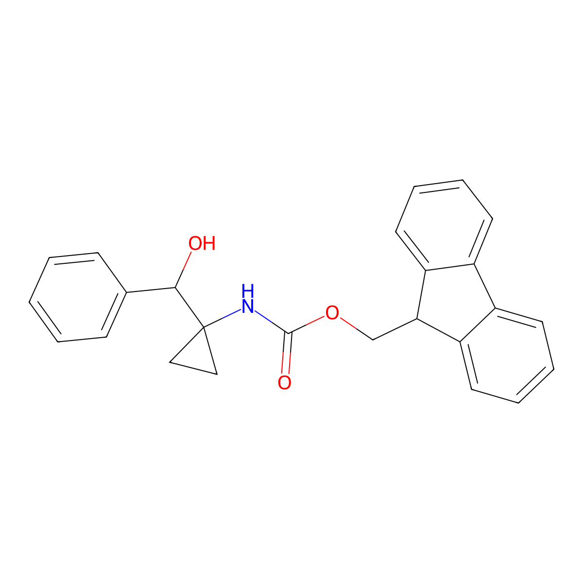 (9H-fluoren-9-yl)methyl N-{1-[hydroxy(phenyl)methyl]cyclopropyl}carbamate molecular structure, CAS 2763940-41-4