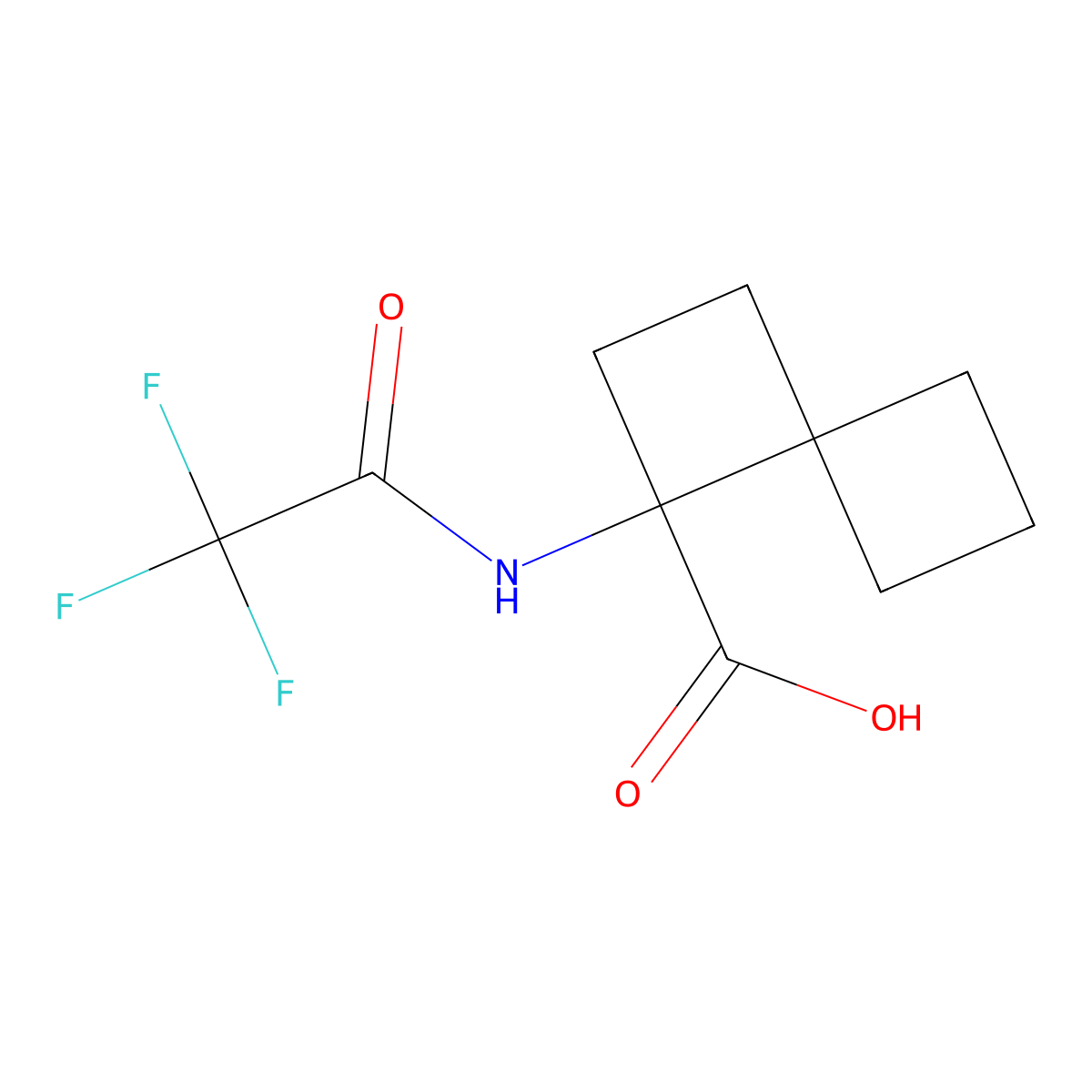 1-(2,2,2-Trifluoroacetamido)spiro[3.3]heptane-1-carboxylic acid molecular structure, CAS 2763940-45-8