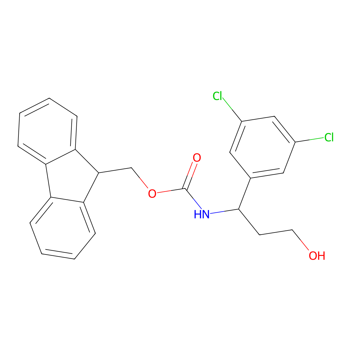(9H-fluoren-9-yl)methyl N-[1-(3,5-dichlorophenyl)-3-hydroxypropyl]carbamate molecular structure, CAS 2763940-46-9