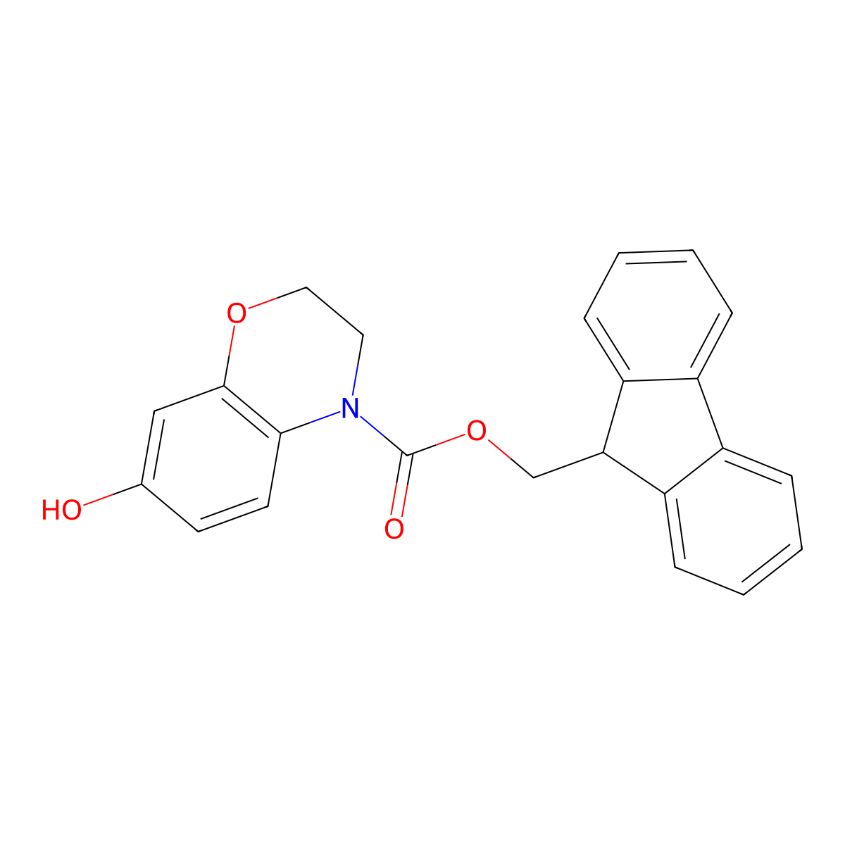 (9H-fluoren-9-yl)methyl 7-hydroxy-3,4-dihydro-2H-1,4-benzoxazine-4-carboxylate molecular structure, CAS 2763940-47-0