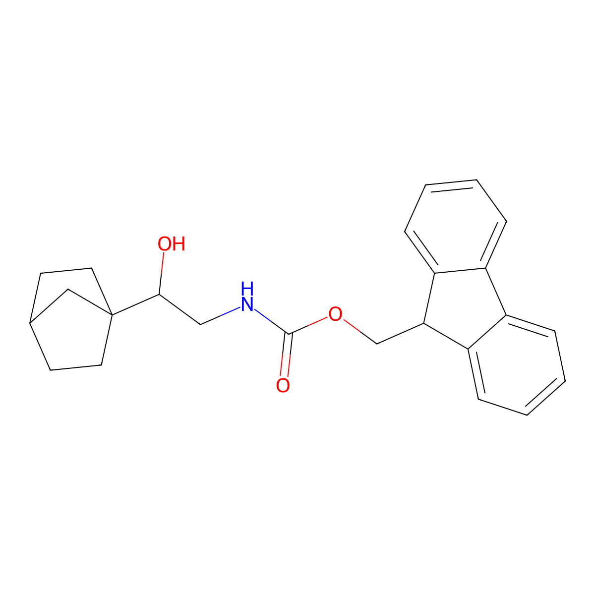 (9H-fluoren-9-yl)methyl N-(2-{bicyclo[2.2.1]heptan-1-yl}-2-hydroxyethyl)carbamate molecular structure, CAS 2763945-70-4