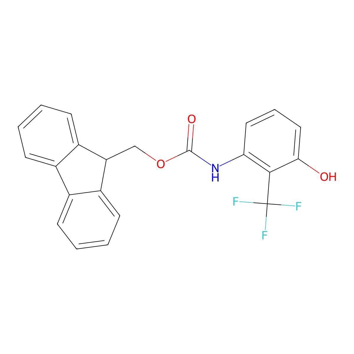 (9H-fluoren-9-yl)methyl N-[3-hydroxy-2-(trifluoromethyl)phenyl]carbamate molecular structure, CAS 2763945-77-1