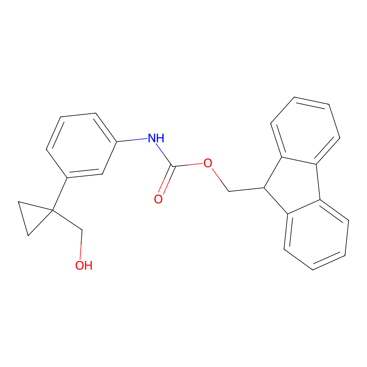 (9H-fluoren-9-yl)methyl N-{3-[1-(hydroxymethyl)cyclopropyl]phenyl}carbamate molecular structure, CAS 2763945-78-2