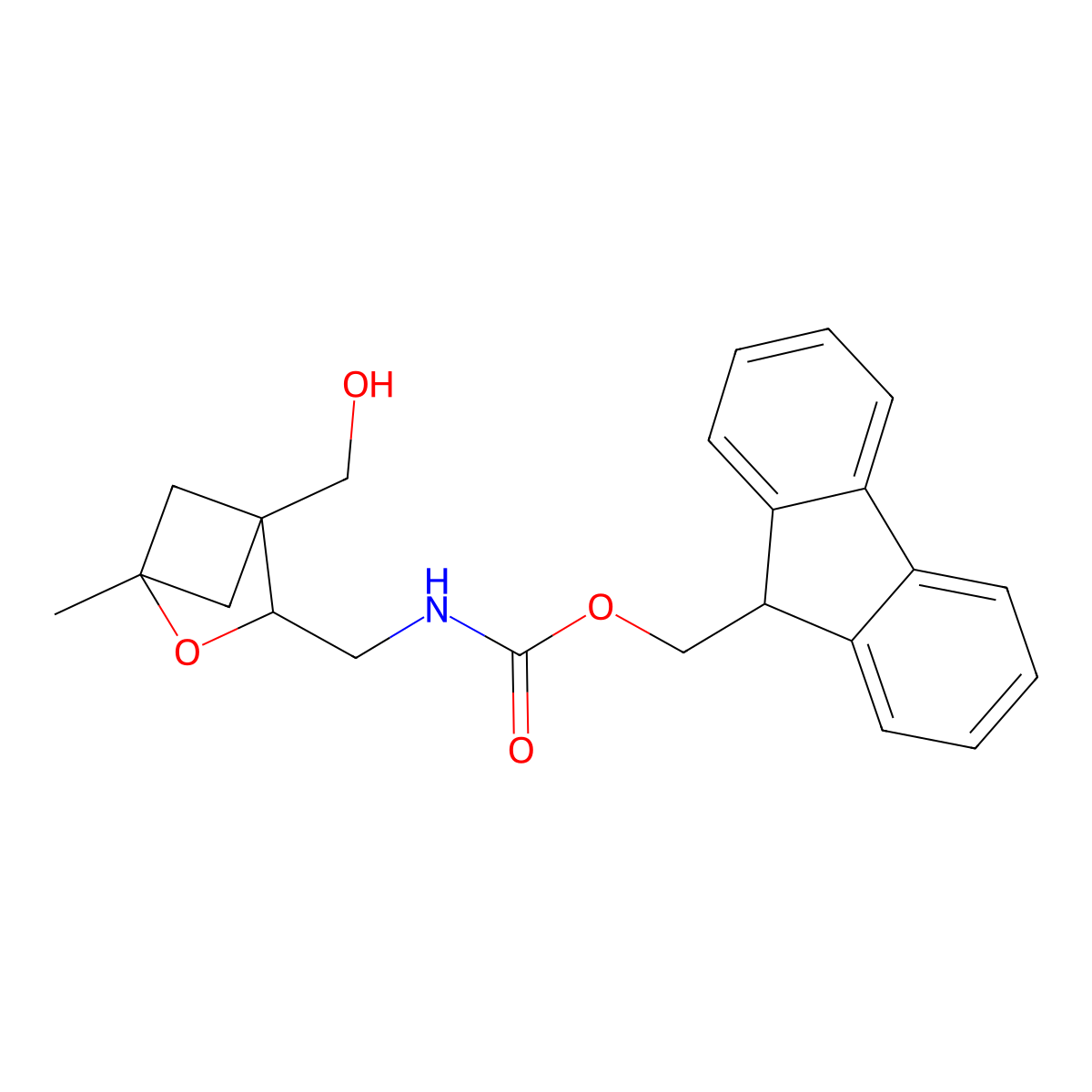 (9H-fluoren-9-yl)methyl N-{[4-(hydroxymethyl)-1-methyl-2-oxabicyclo[2.1.1]hexan-3-yl]methyl}carbamate molecular structure, CAS 2763945-83-9