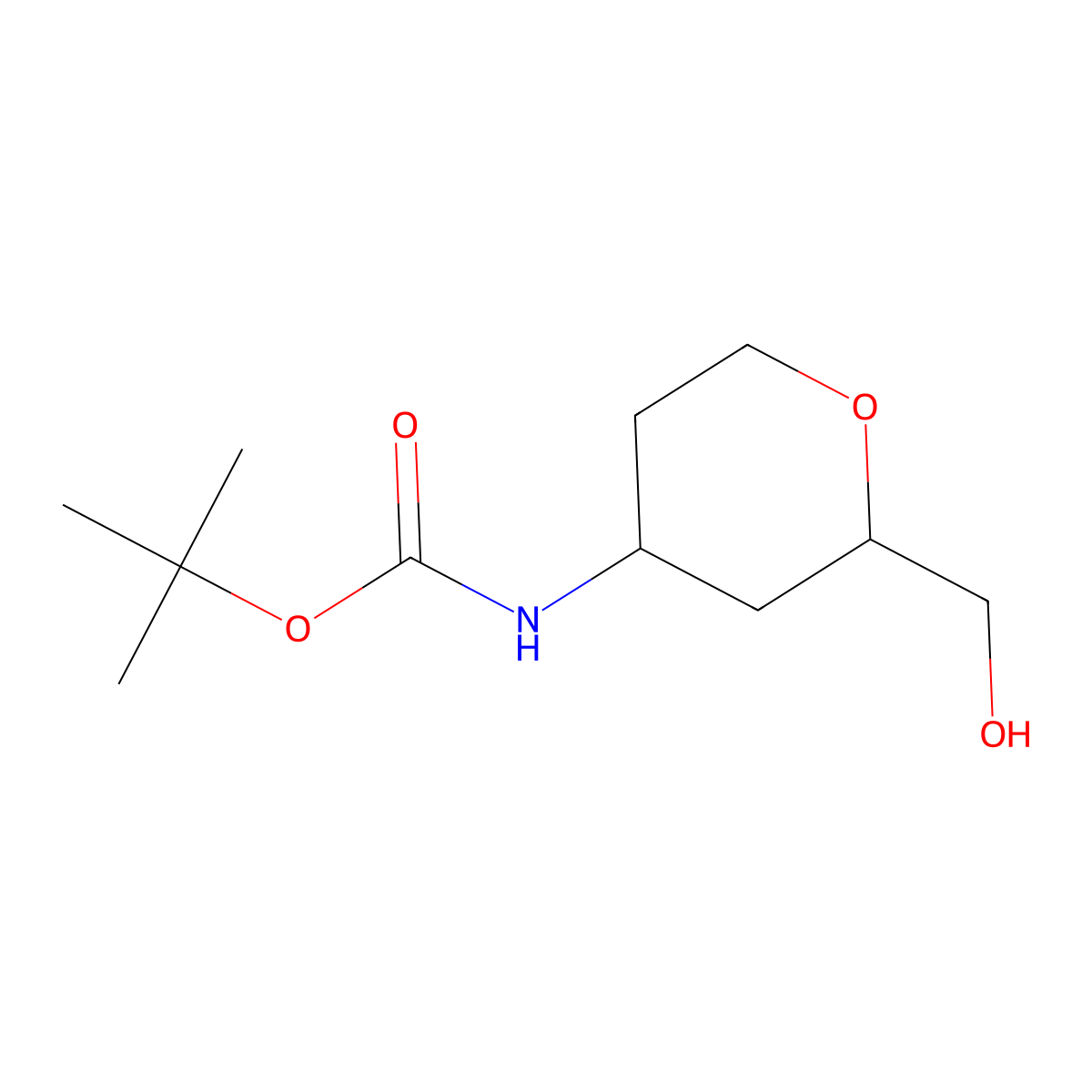 [trans-4-(Boc-amino)tetrahydro-2H-pyran-2-yl]methanol molecular structure, CAS 2763945-85-1