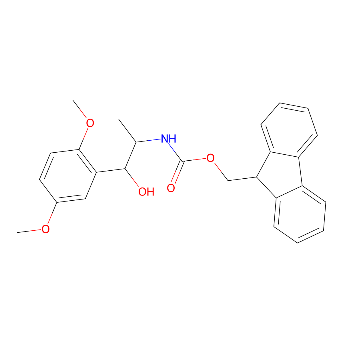 (9H-fluoren-9-yl)methyl N-[1-(2,5-dimethoxyphenyl)-1-hydroxypropan-2-yl]carbamate molecular structure, CAS 2763945-92-0
