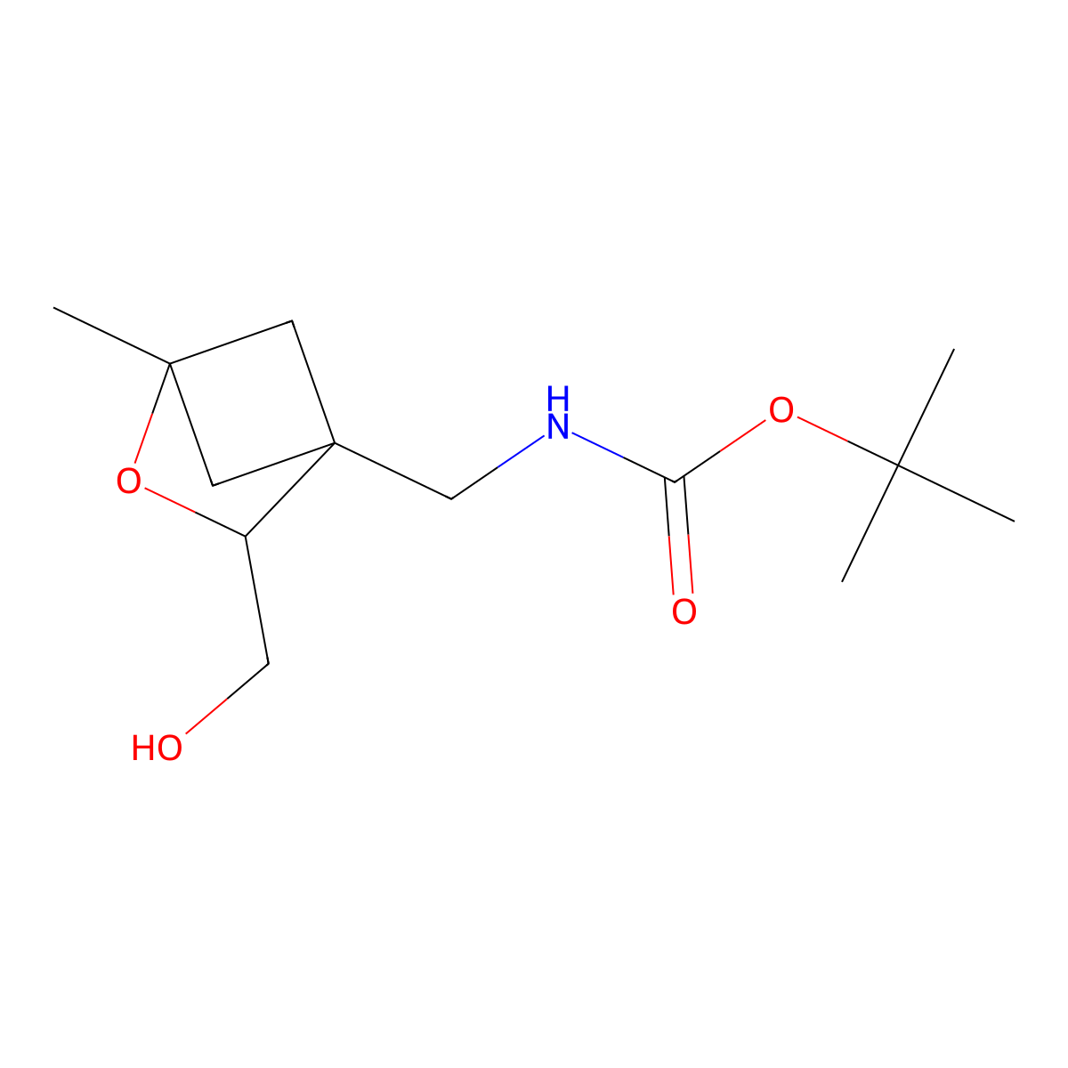 tert-butyl N-{[3-(hydroxymethyl)-1-methyl-2-oxabicyclo[2.1.1]hexan-4-yl]methyl}carbamate molecular structure, CAS 2763945-94-2
