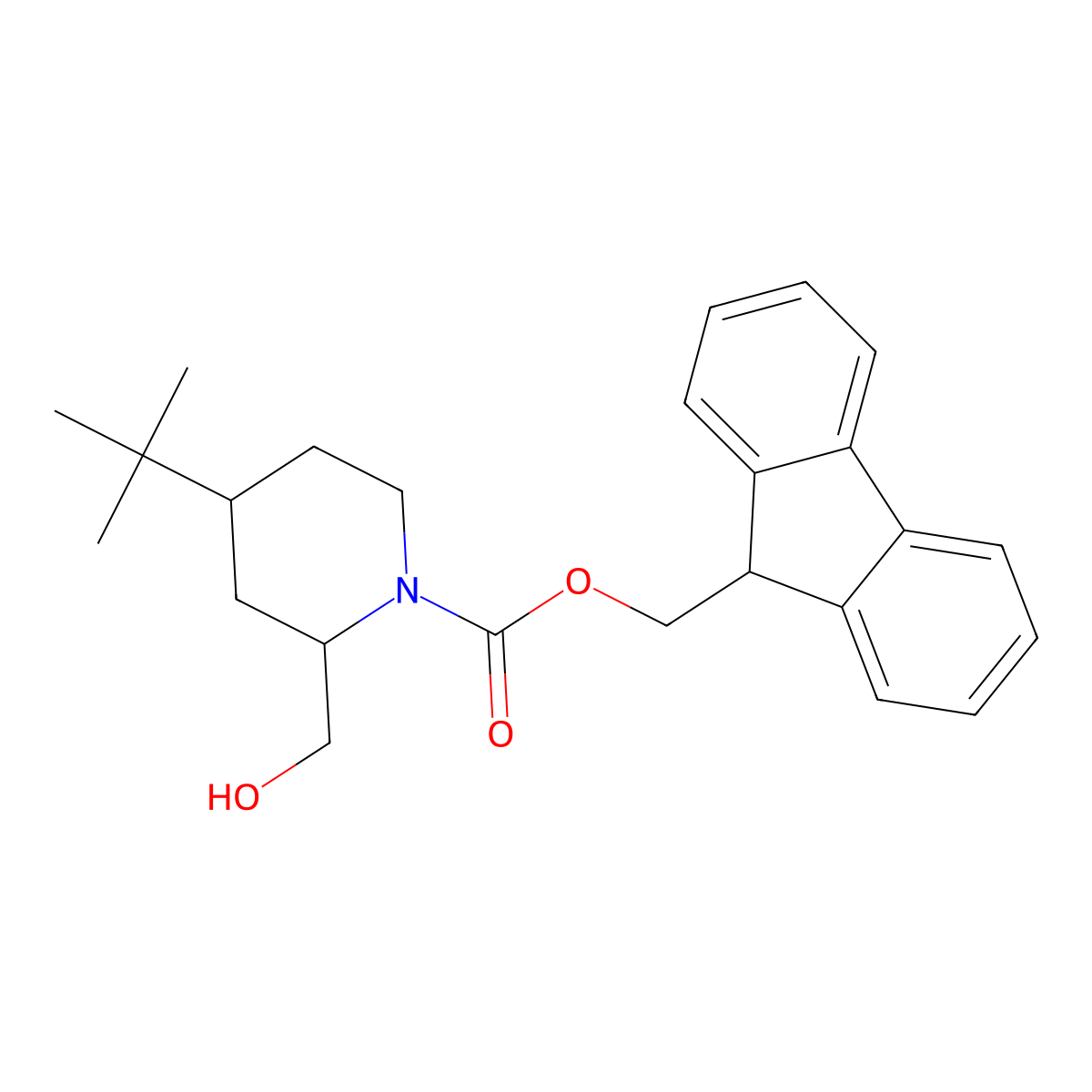rac-(9H-fluoren-9-yl)methyl (2R,4S)-4-tert-butyl-2-(hydroxymethyl)piperidine-1-carboxylate molecular structure, CAS 2763946-01-4