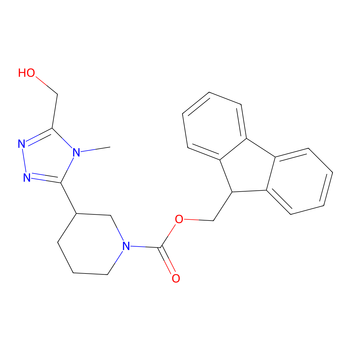 (9H-fluoren-9-yl)methyl 3-[5-(hydroxymethyl)-4-methyl-4H-1,2,4-triazol-3-yl]piperidine-1-carboxylate molecular structure, CAS 2763946-12-7