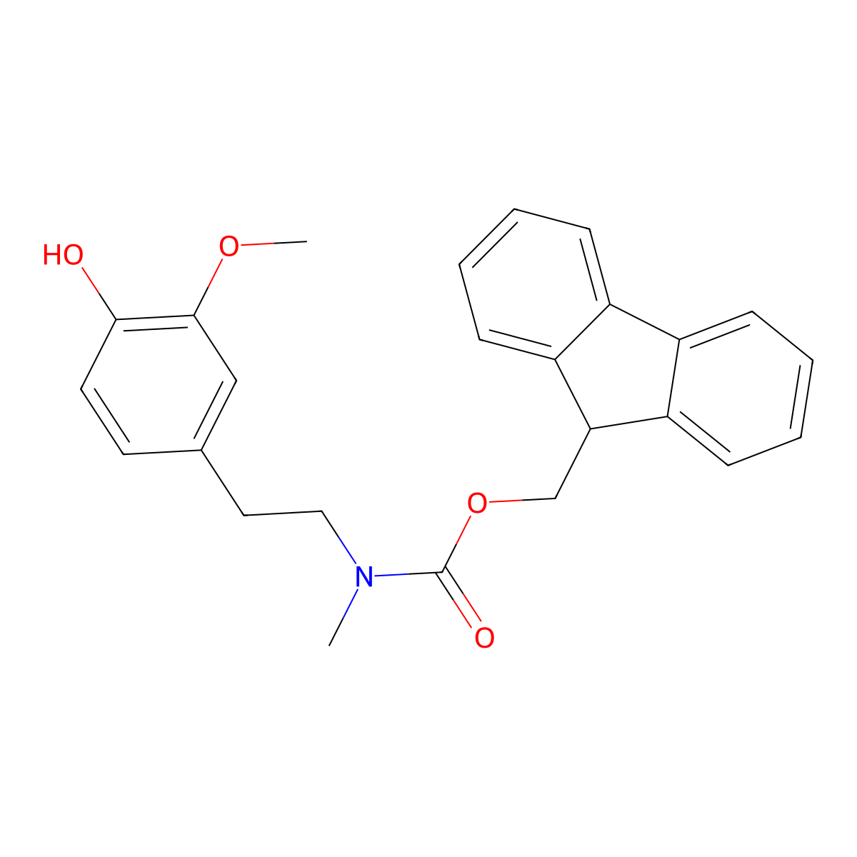 (9H-fluoren-9-yl)methyl N-[2-(4-hydroxy-3-methoxyphenyl)ethyl]-N-methylcarbamate molecular structure, CAS 2763946-28-5