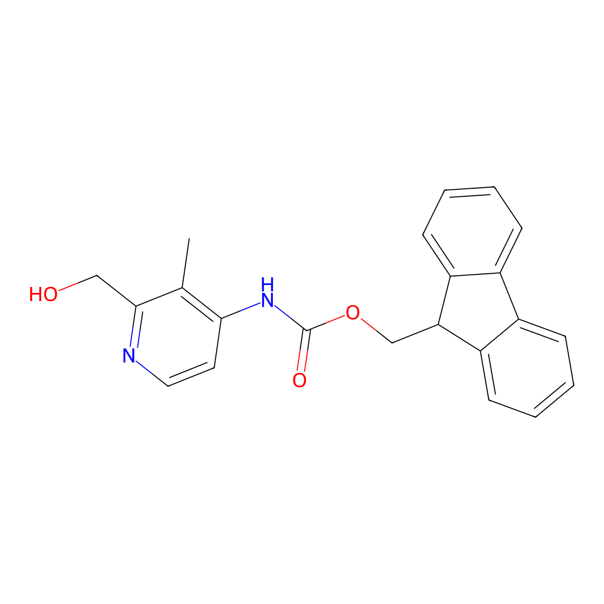 (9H-fluoren-9-yl)methyl N-[2-(hydroxymethyl)-3-methylpyridin-4-yl]carbamate molecular structure, CAS 2763946-35-4