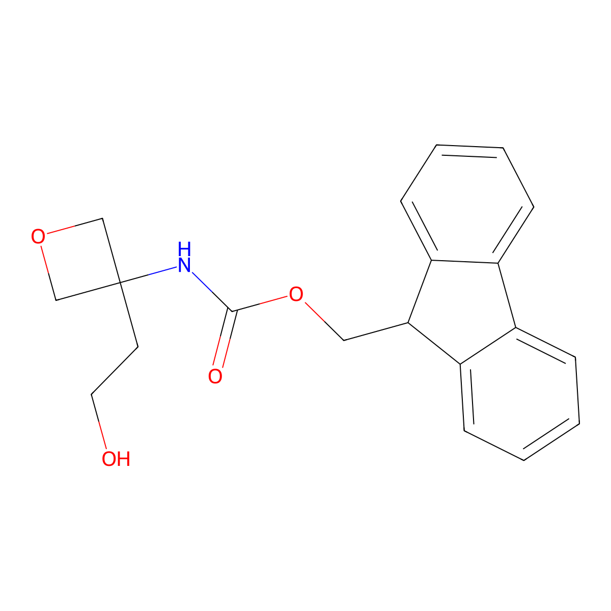 (9H-fluoren-9-yl)methyl N-[3-(2-hydroxyethyl)oxetan-3-yl]carbamate molecular structure, CAS 2763946-50-3