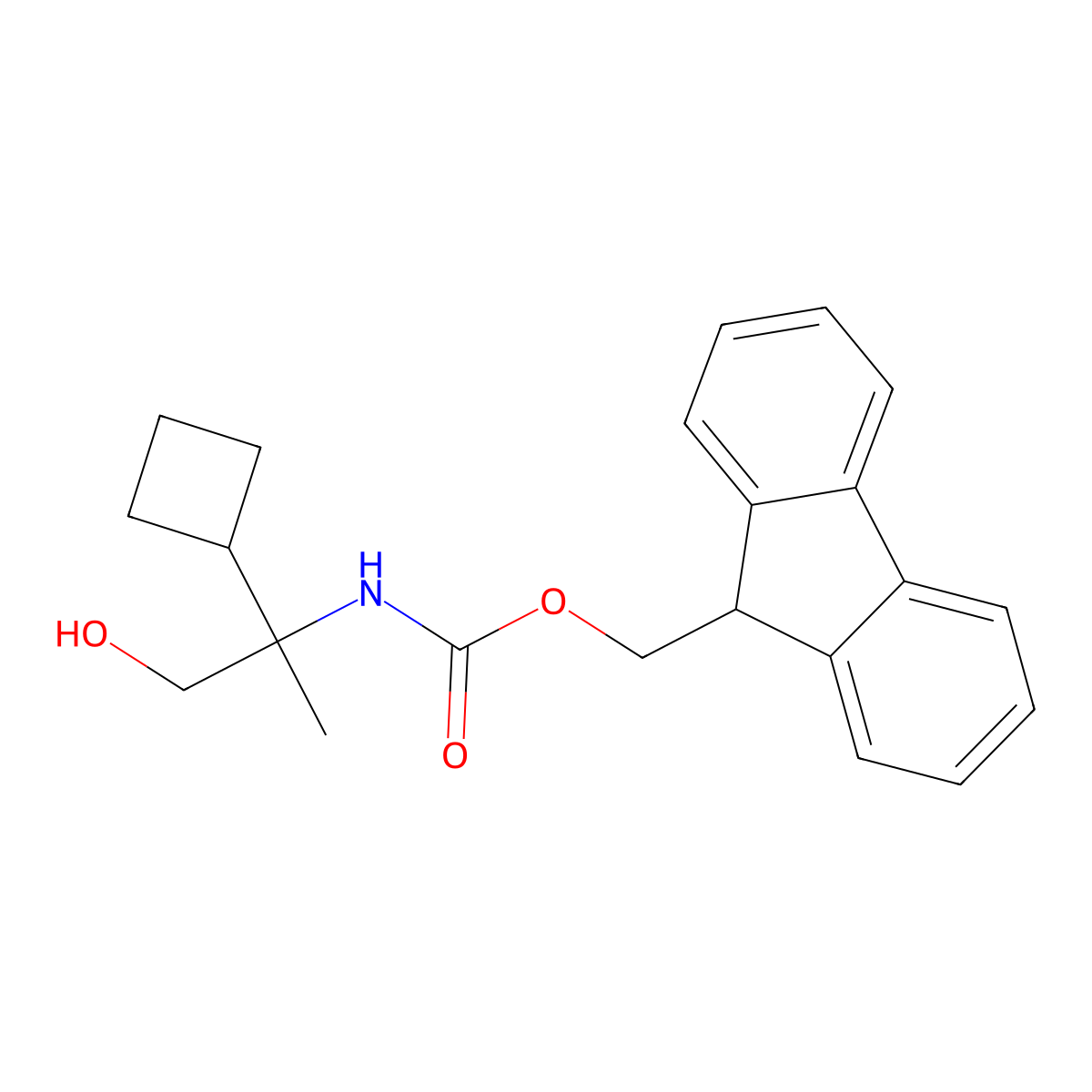 (9H-fluoren-9-yl)methyl N-(2-cyclobutyl-1-hydroxypropan-2-yl)carbamate molecular structure, CAS 2763946-62-7