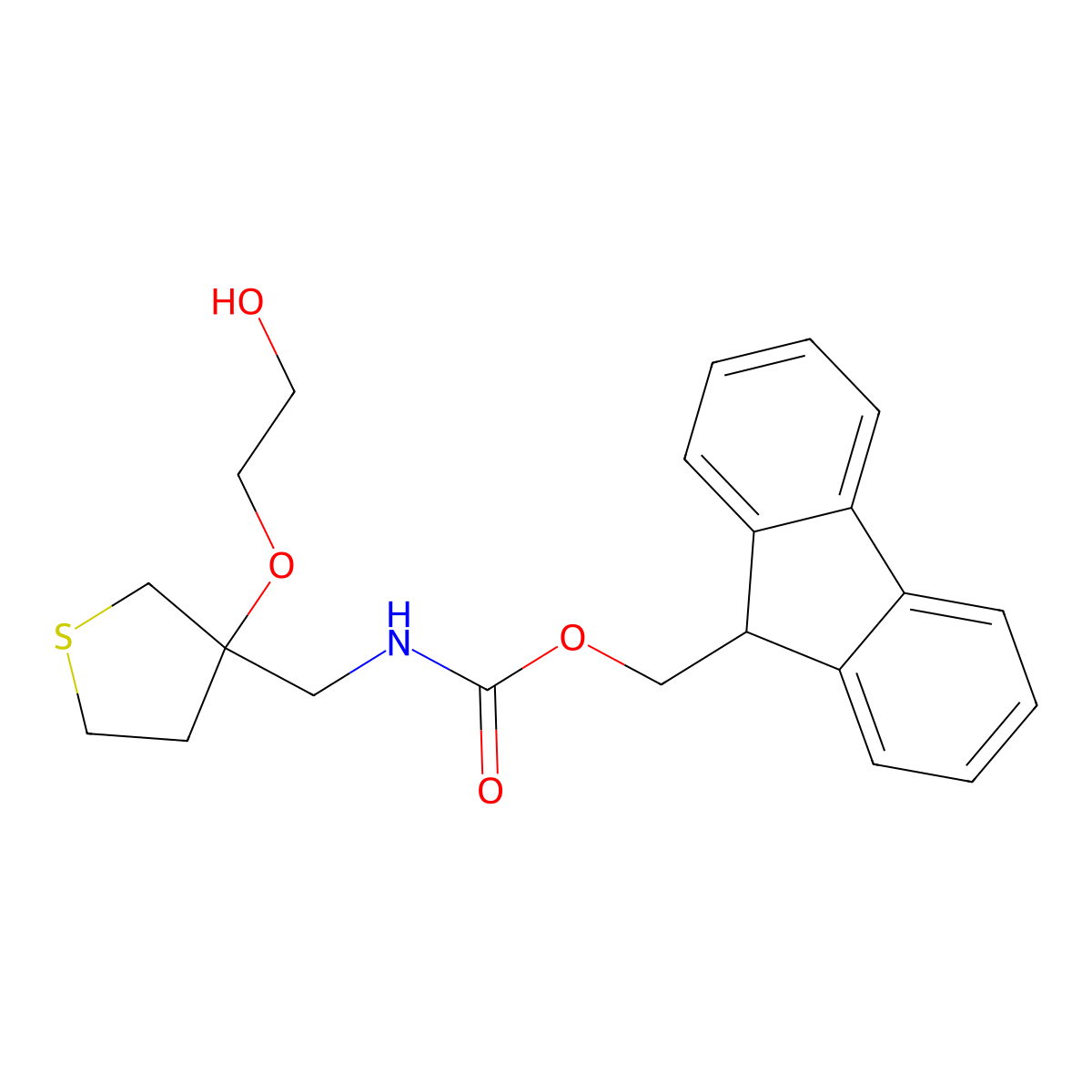 (9H-fluoren-9-yl)methyl N-{[3-(2-hydroxyethoxy)thiolan-3-yl]methyl}carbamate molecular structure, CAS 2763946-71-8