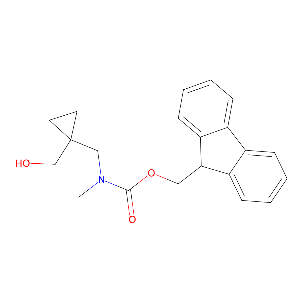 (9H-fluoren-9-yl)methyl N-{[1-(hydroxymethyl)cyclopropyl]methyl}-N-methylcarbamate molecular structure, CAS 2763946-83-2
