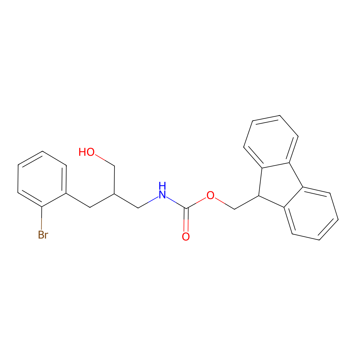 (9H-fluoren-9-yl)methyl N-{2-[(2-bromophenyl)methyl]-3-hydroxypropyl}carbamate molecular structure, CAS 2763946-85-4