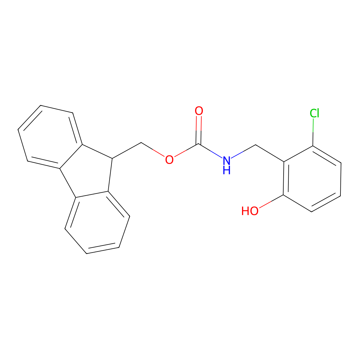 (9H-fluoren-9-yl)methyl N-[(2-chloro-6-hydroxyphenyl)methyl]carbamate molecular structure, CAS 2763946-87-6