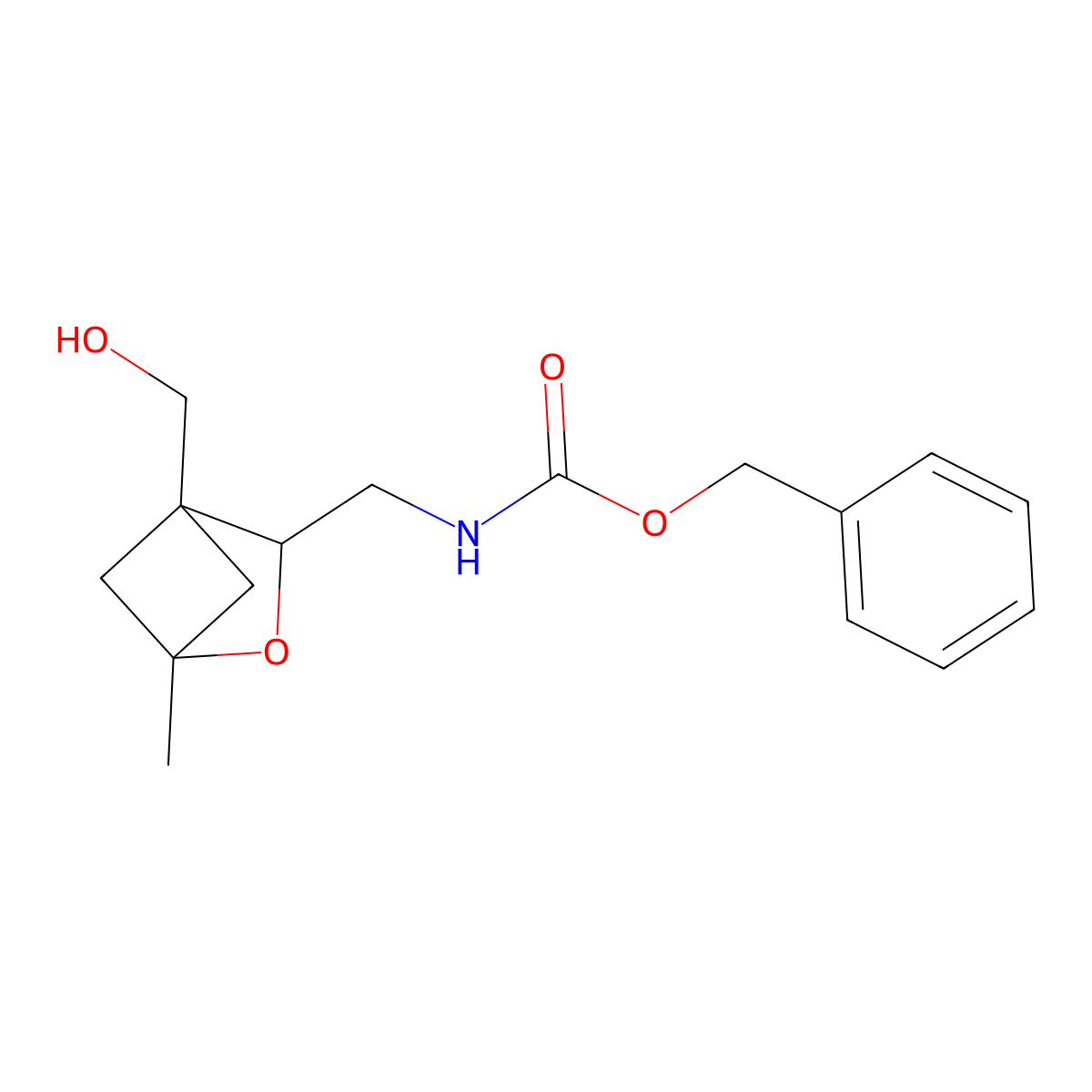 benzyl N-{[4-(hydroxymethyl)-1-methyl-2-oxabicyclo[2.1.1]hexan-3-yl]methyl}carbamate molecular structure, CAS 2763947-01-7