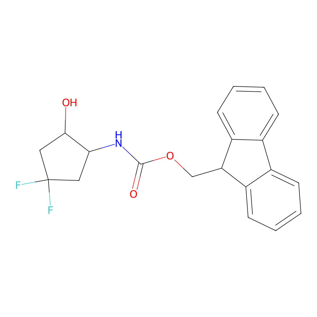 rac-(9H-fluoren-9-yl)methyl N-[(1R,2R)-4,4-difluoro-2-hydroxycyclopentyl]carbamate molecular structure, CAS 2763947-06-2