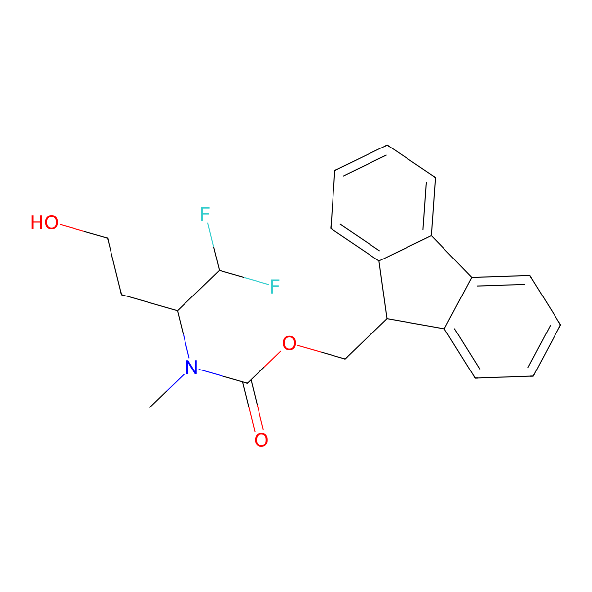 (9H-fluoren-9-yl)methyl N-(1,1-difluoro-4-hydroxybutan-2-yl)-N-methylcarbamate molecular structure, CAS 2763947-08-4