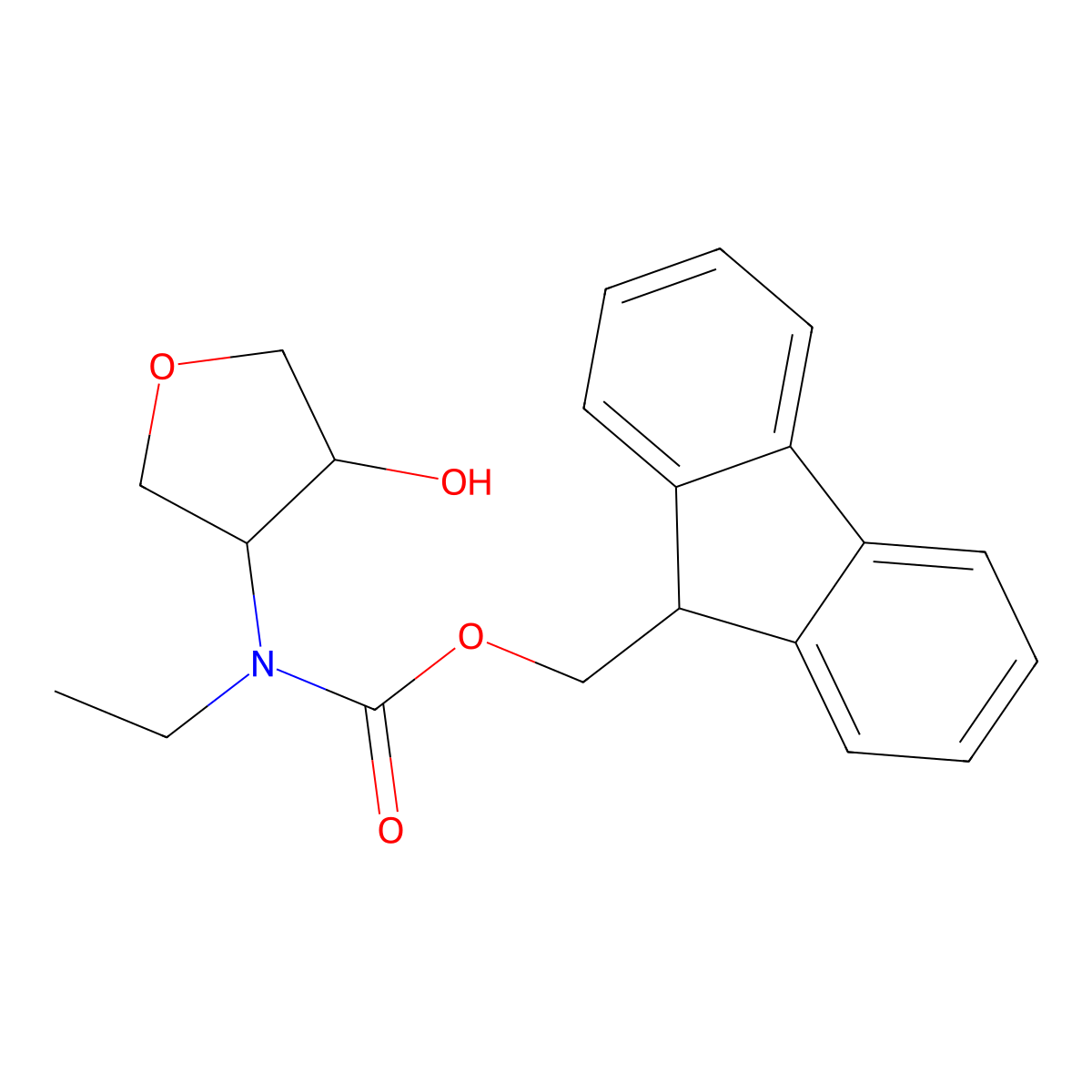 rac-(9H-fluoren-9-yl)methyl N-ethyl-N-[(3R,4S)-4-hydroxyoxolan-3-yl]carbamate molecular structure, CAS 2763947-25-5