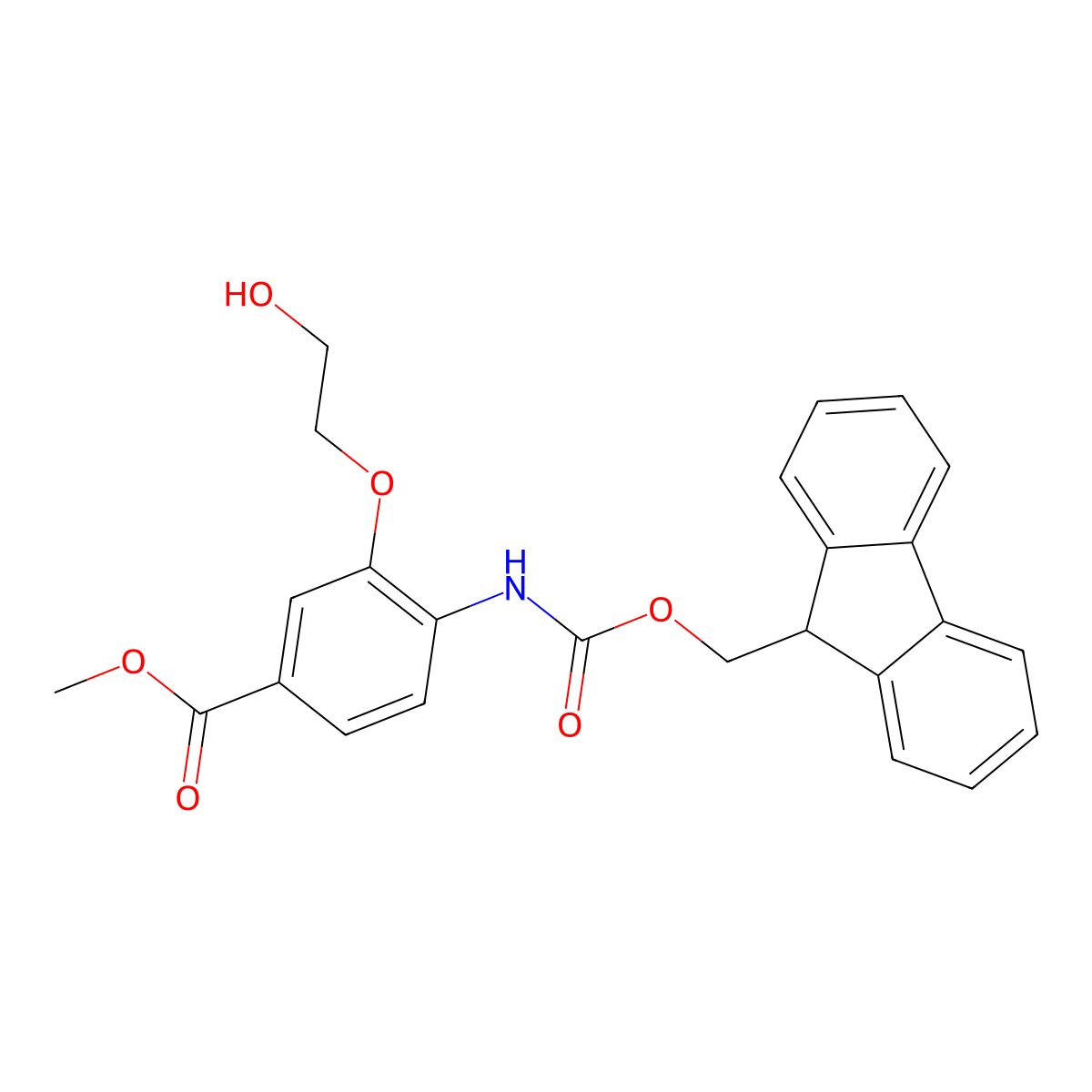 methyl 4-({[(9H-fluoren-9-yl)methoxy]carbonyl}amino)-3-(2-hydroxyethoxy)benzoate molecular structure, CAS 2763947-26-6